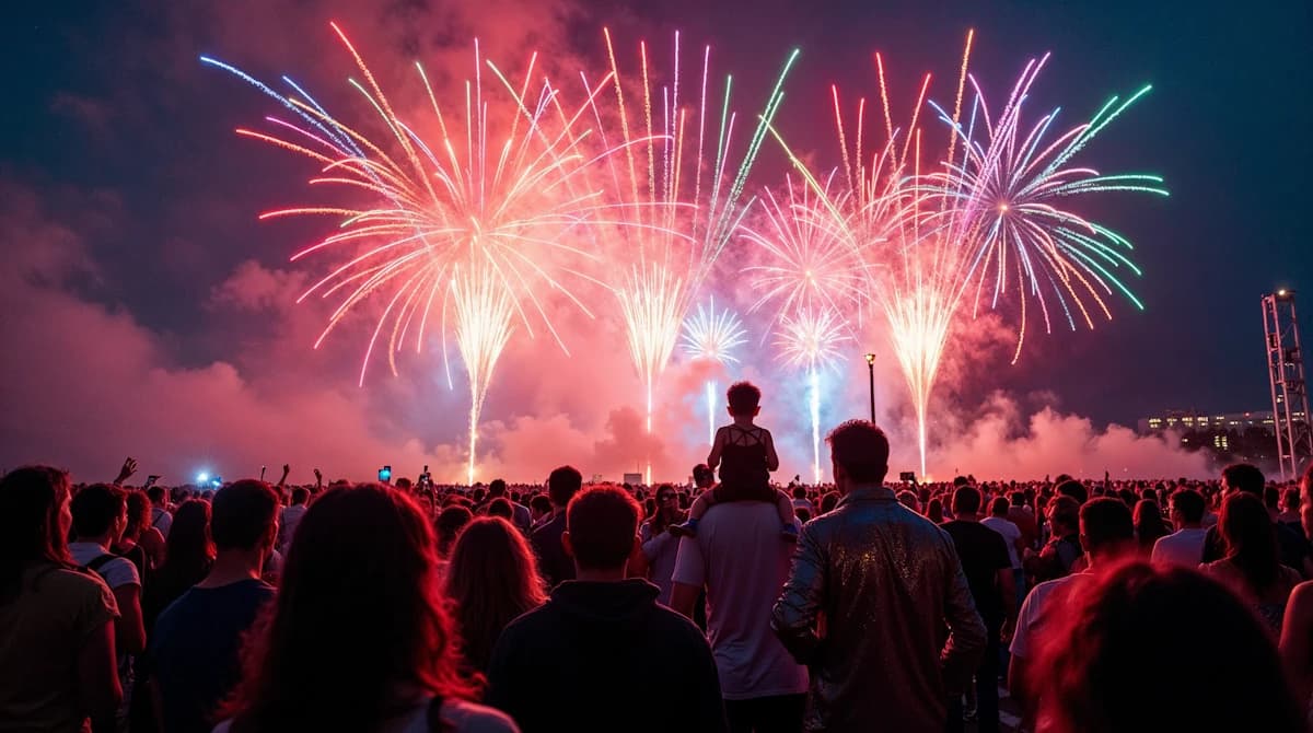 fireworks launched at a concert