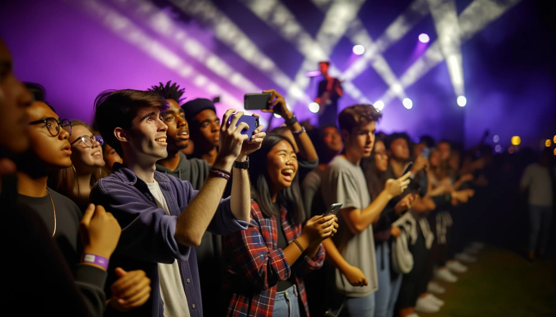 Concertgoers using social media to capture live performance