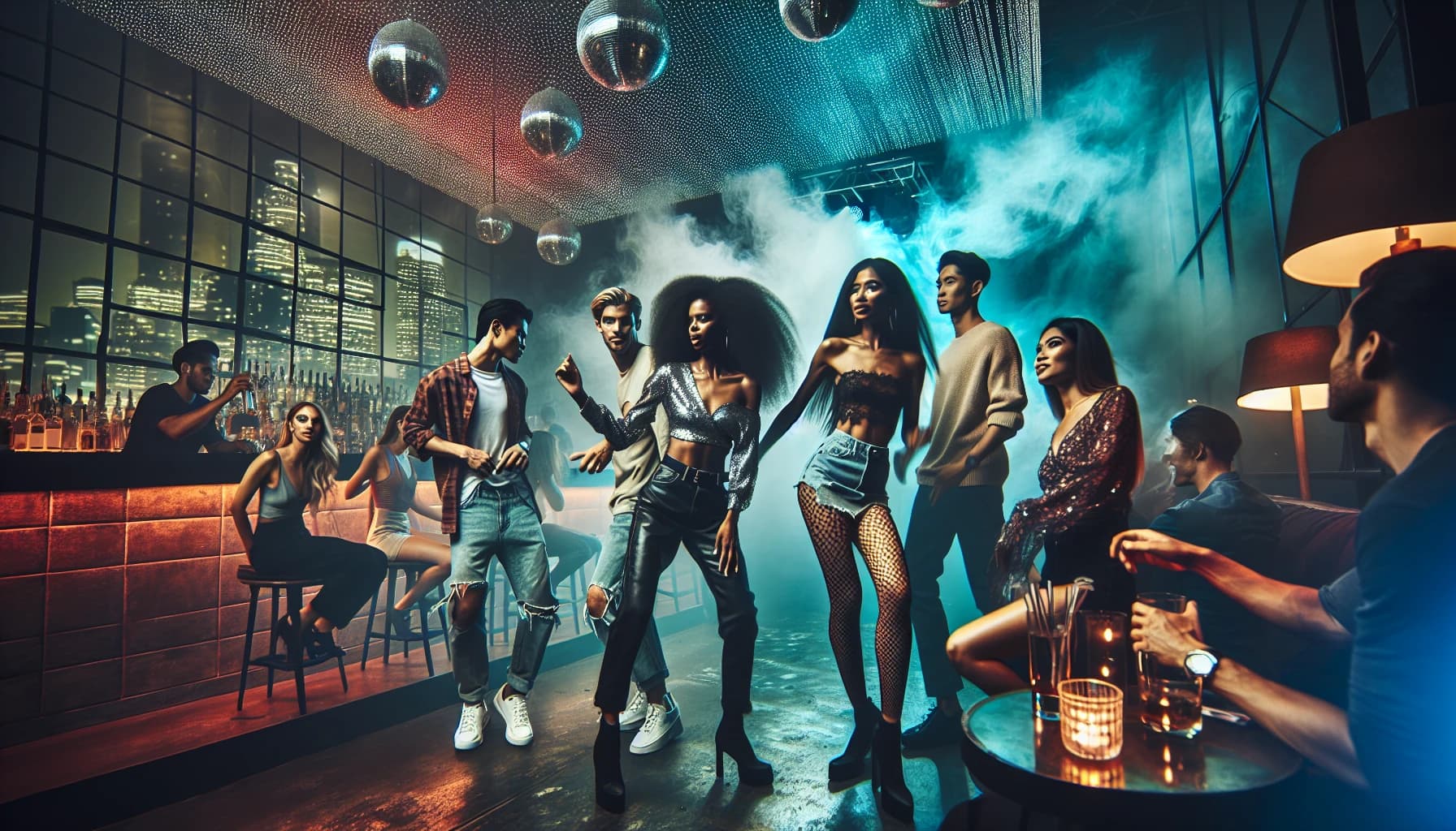 Crowded nightclub with people dancing after a concert