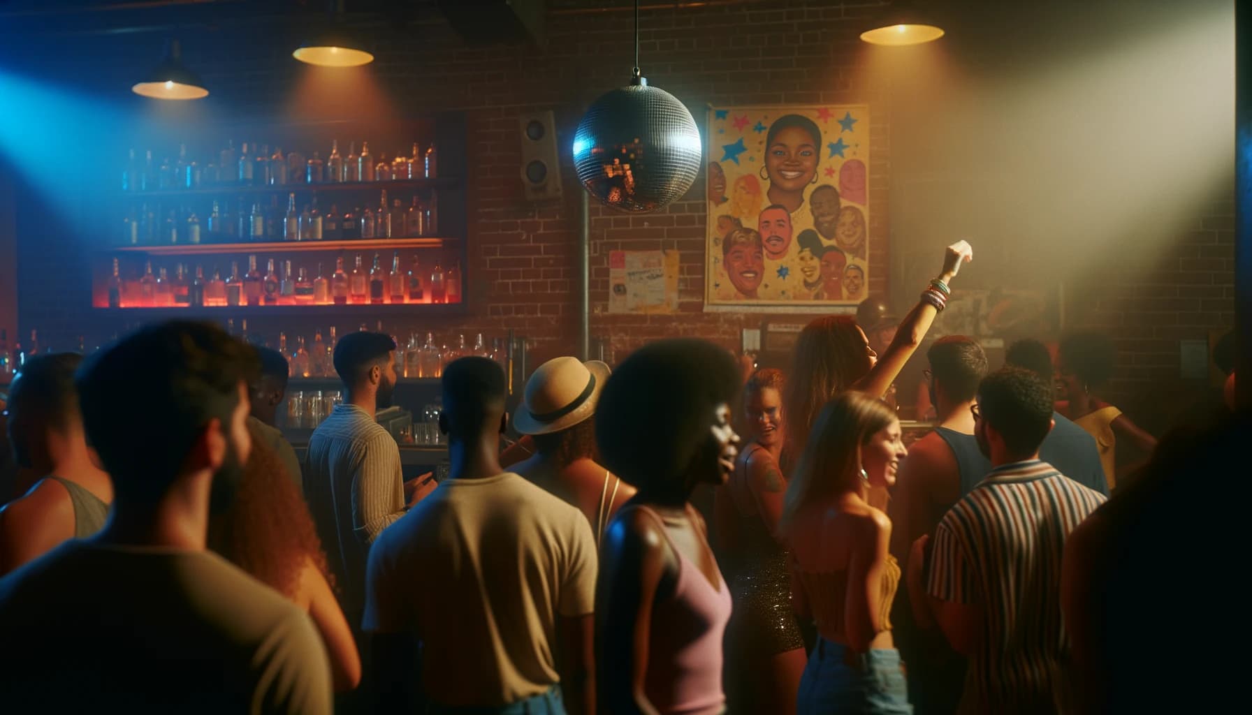 Crowded nightclub dance floor with lights and dancers