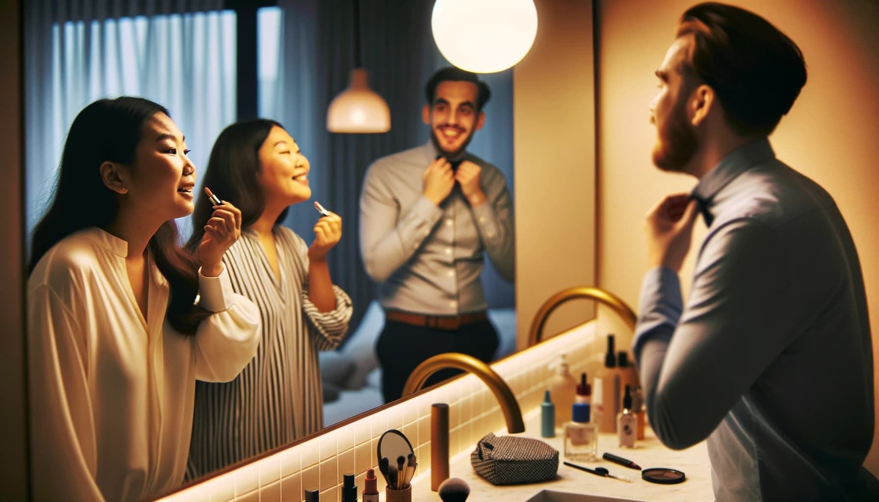 Group of friends getting ready for clubbing