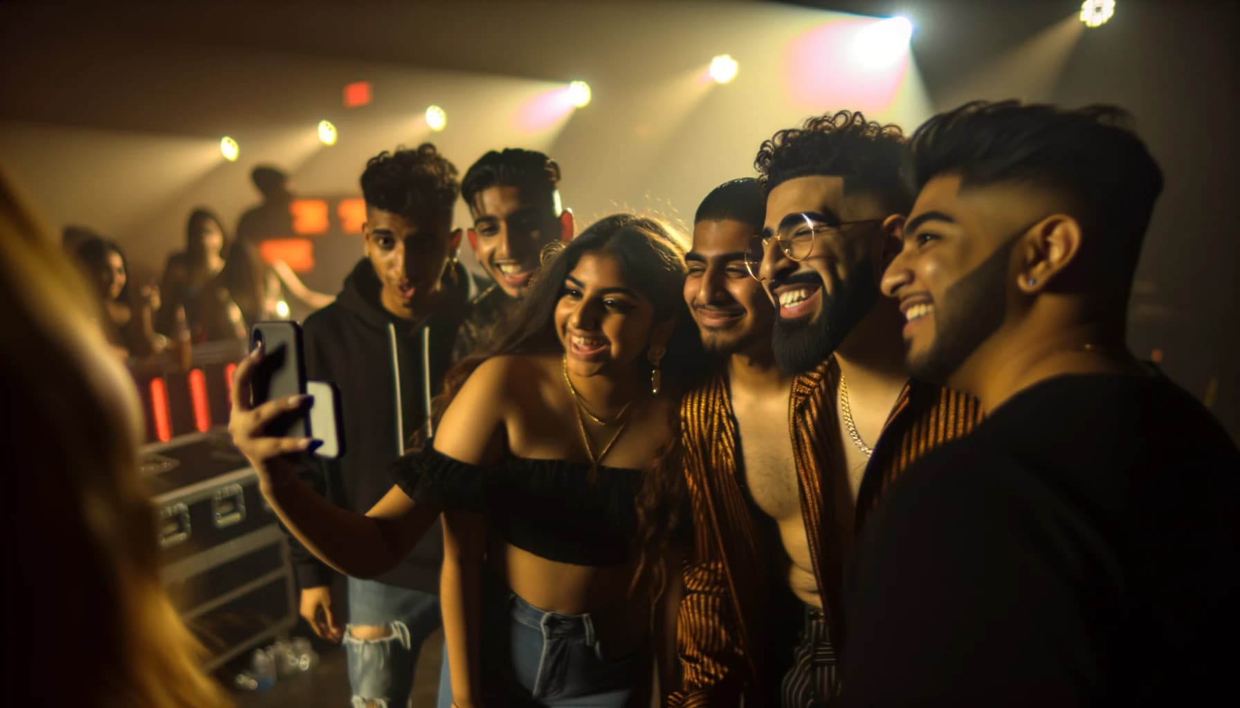 Fans enjoying a concert meet-and-greet backstage