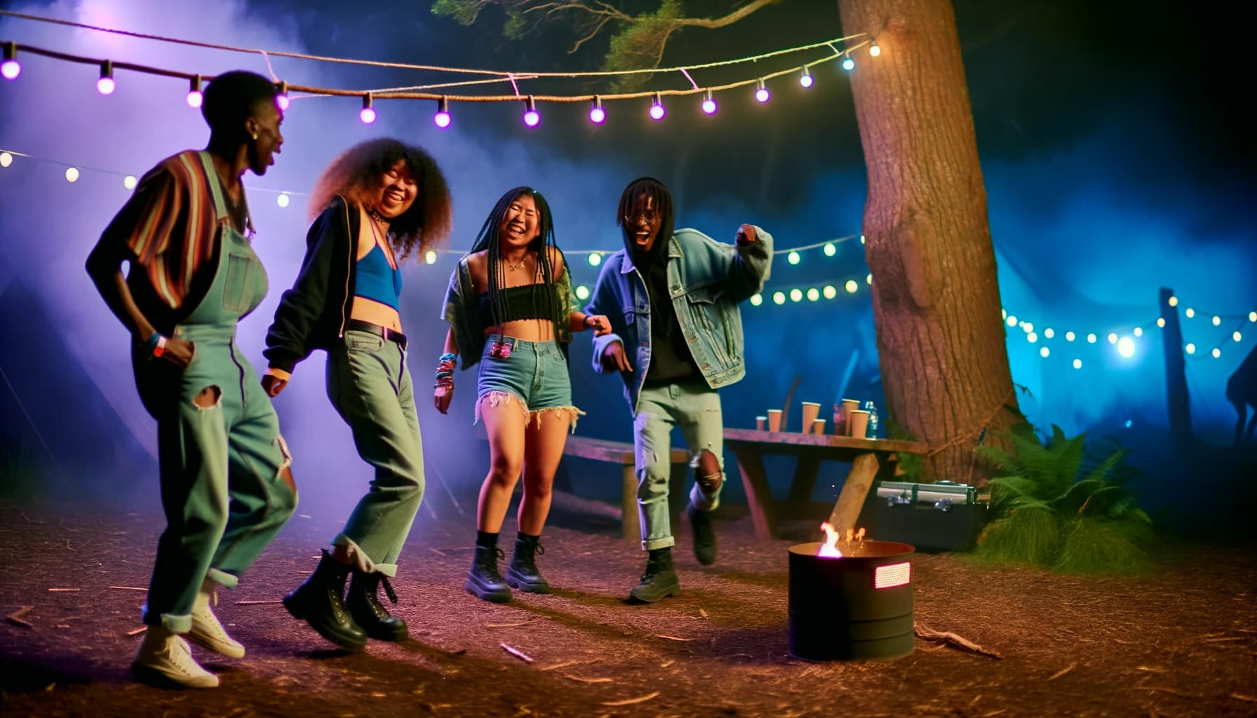 Young crowd dancing at an underrated nighttime festival