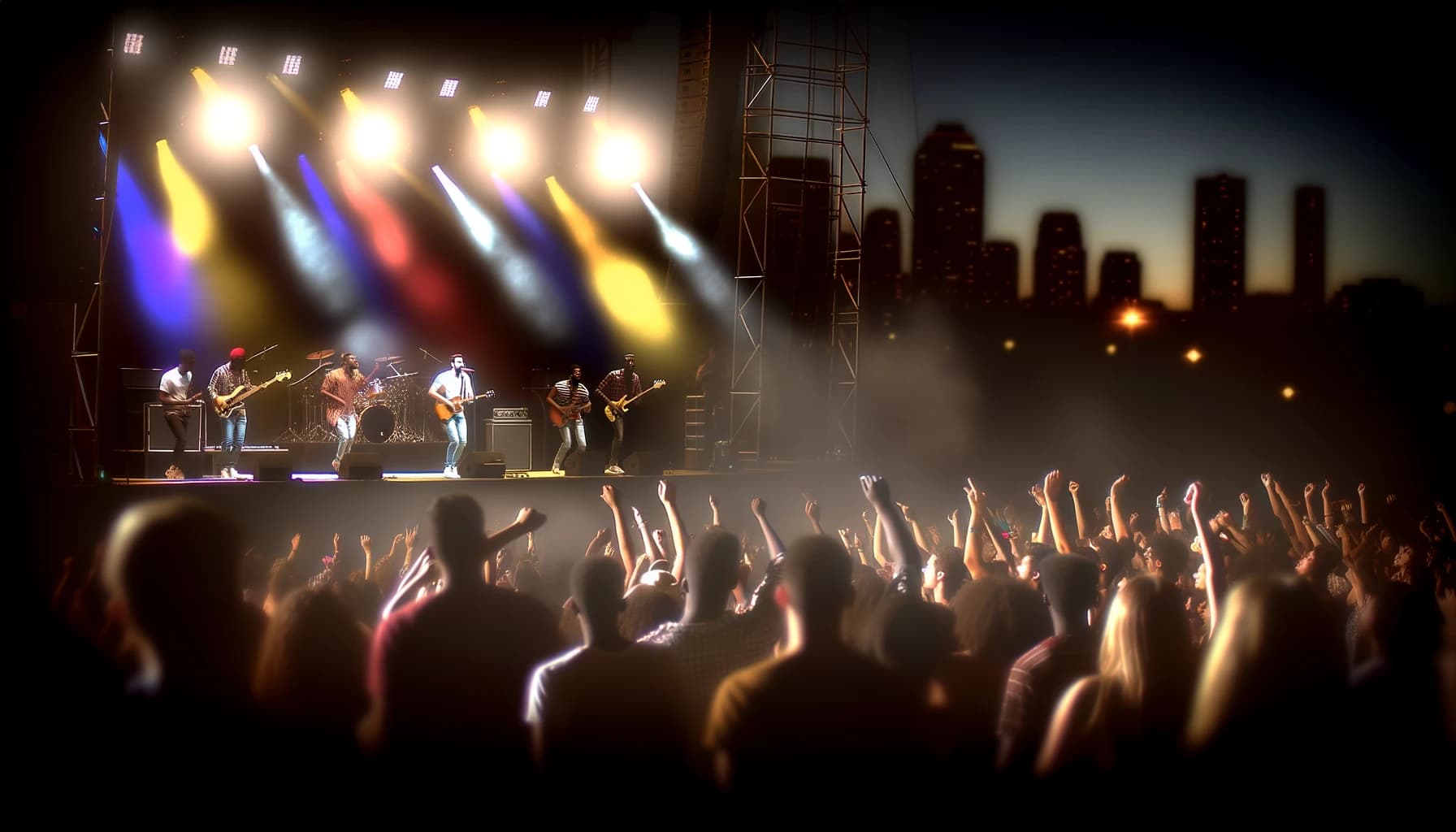 Crowd enjoying a local opening act at a concert