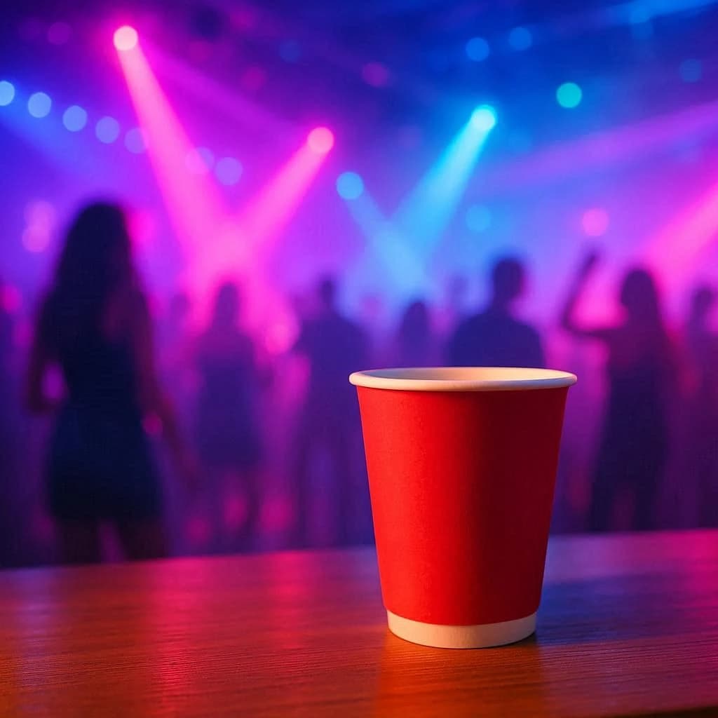 gobelet en plastique en boîte de nuit (source : ia)